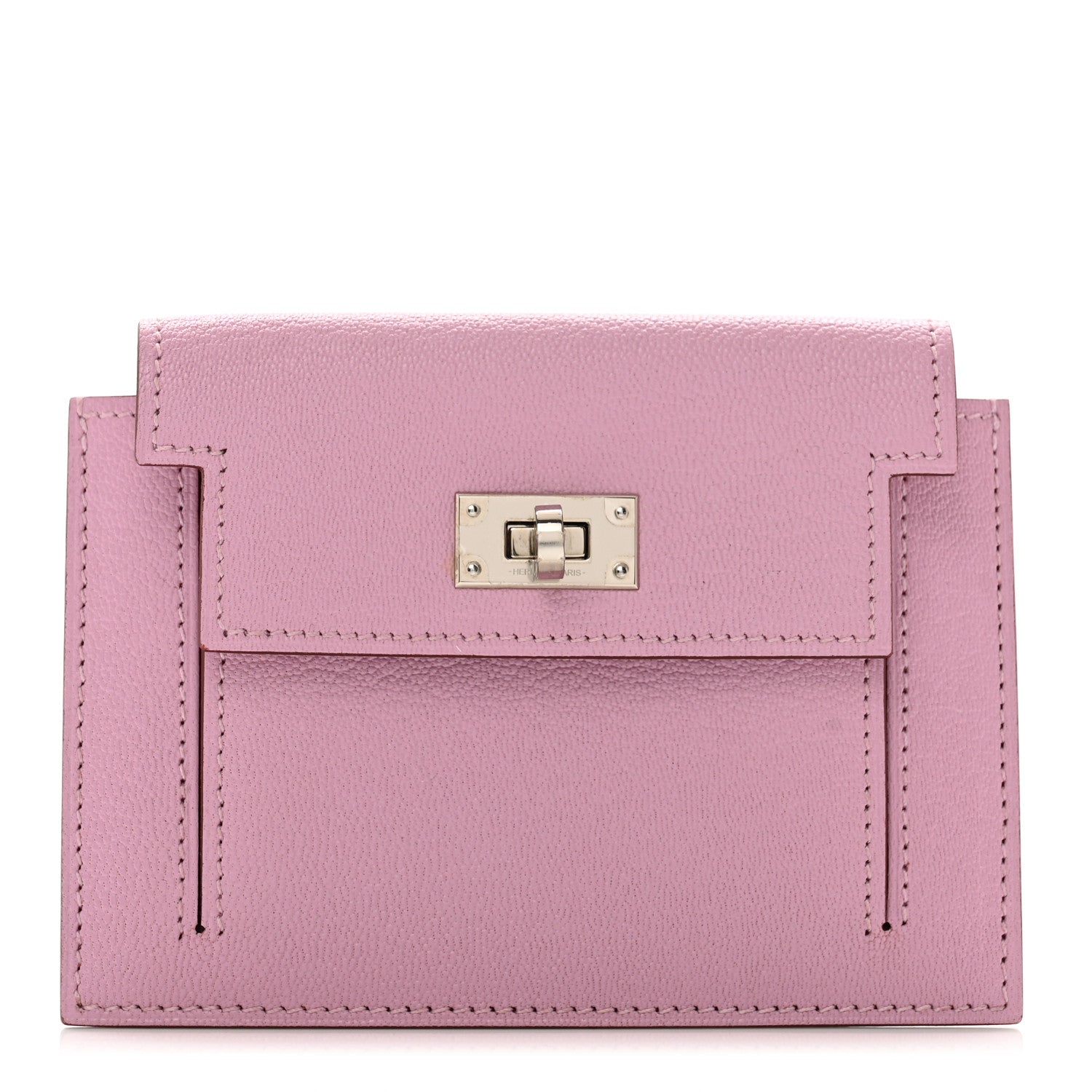 Hermes Chevre Mysore Kelly Pocket Compact Wallet Mauve Sylvestre 1 of 7