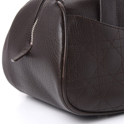Christian Dior Calfskin Cannage Handbag Dark Brown 10 of 12