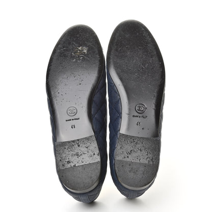 Chanel Lambskin Quilted Cap Toe Ballerina Flats 41 Navy 5 of 12