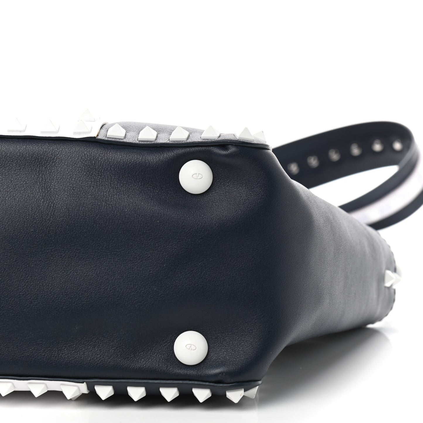Vitello Colorblock Small Free Rockstud Tote Marine Optic White