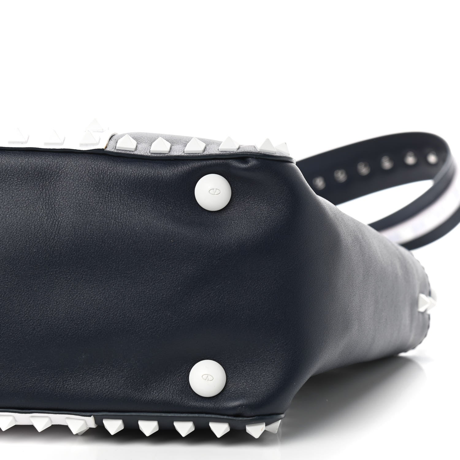 Valentino Garavani Vitello Colorblock Small Free Rockstud Tote Marine Optic White 7 of 10