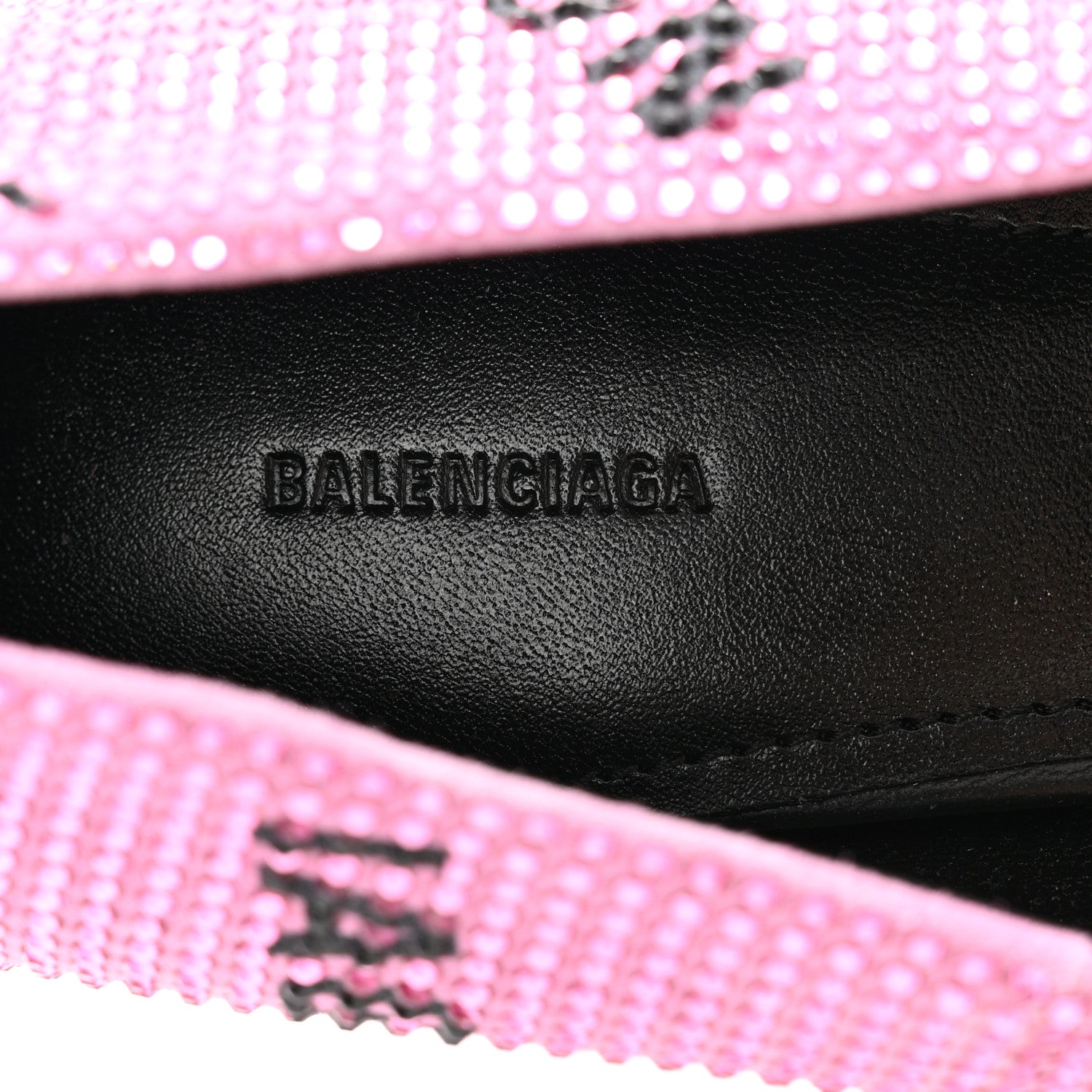 Balenciaga Suede Crystal Embellished Allover Logo Knife 115 Pointed Pumps 38 Pink Black 6 of 9