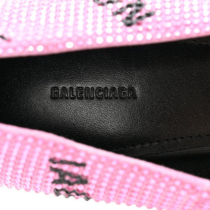 Balenciaga Suede Crystal Embellished Allover Logo Knife 115 Pointed Pumps 38 Pink Black 6 of 9