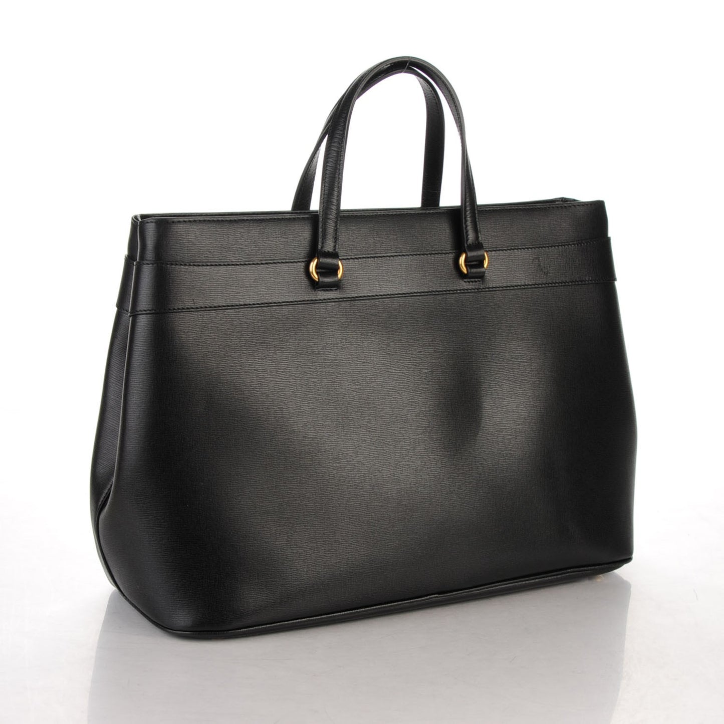 Textured Calfskin Large Bright Bit Tote Black