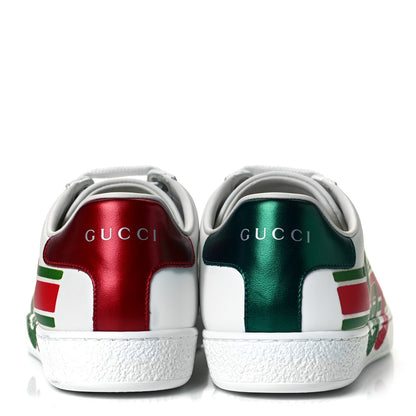 Gucci Calfskin Interlocking G Womens New Ace Sneakers 35 White Red Flame Green 5 of 10