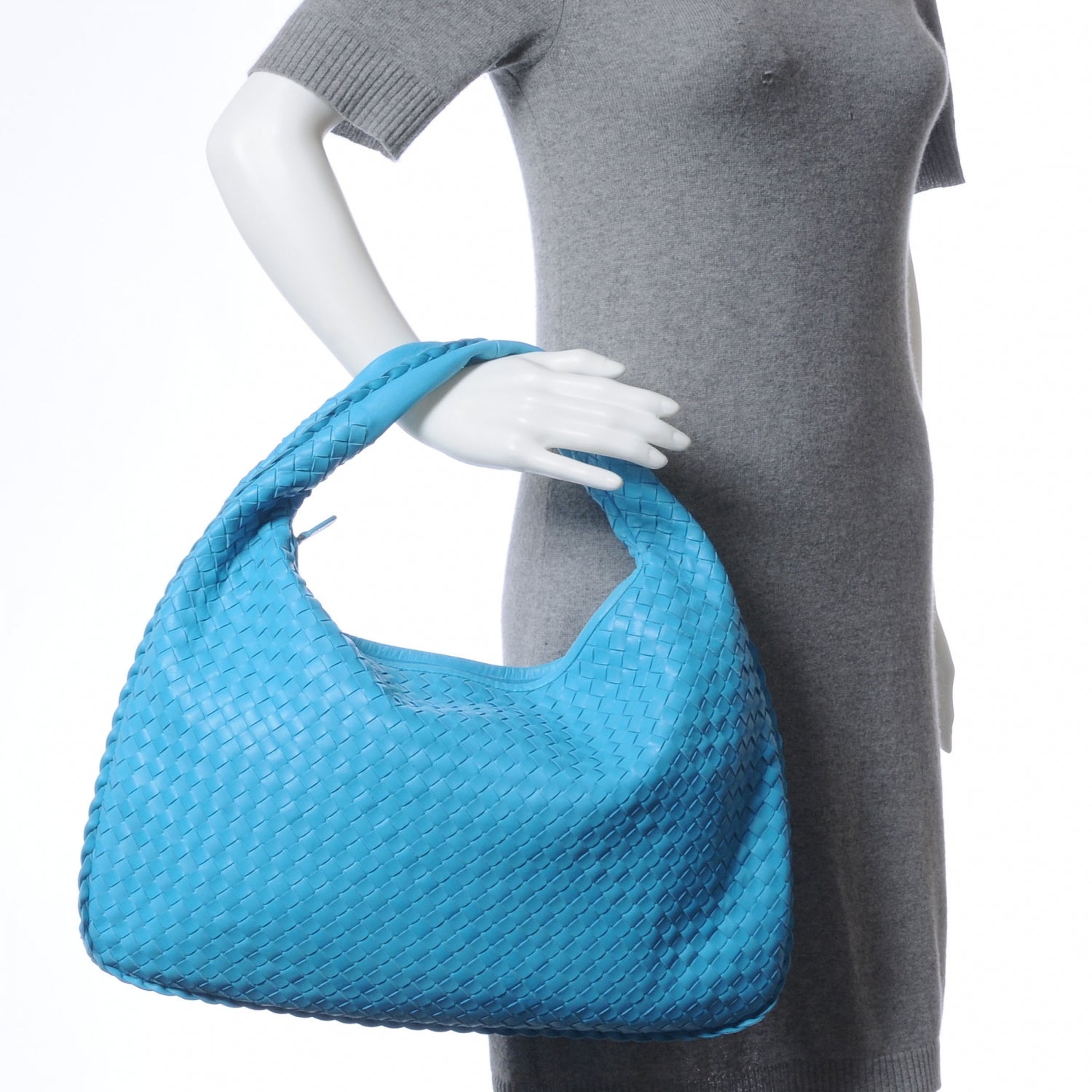 Bottega Veneta Nappa Intrecciato Large Veneta Hobo Turquoise 2 of 8