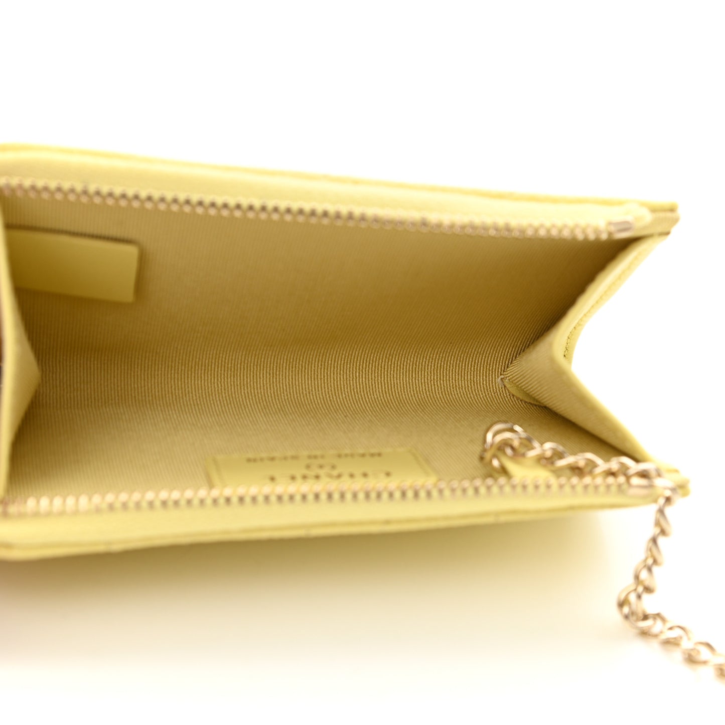 Caviar Quilted Zipped Key Holder Case Yellow