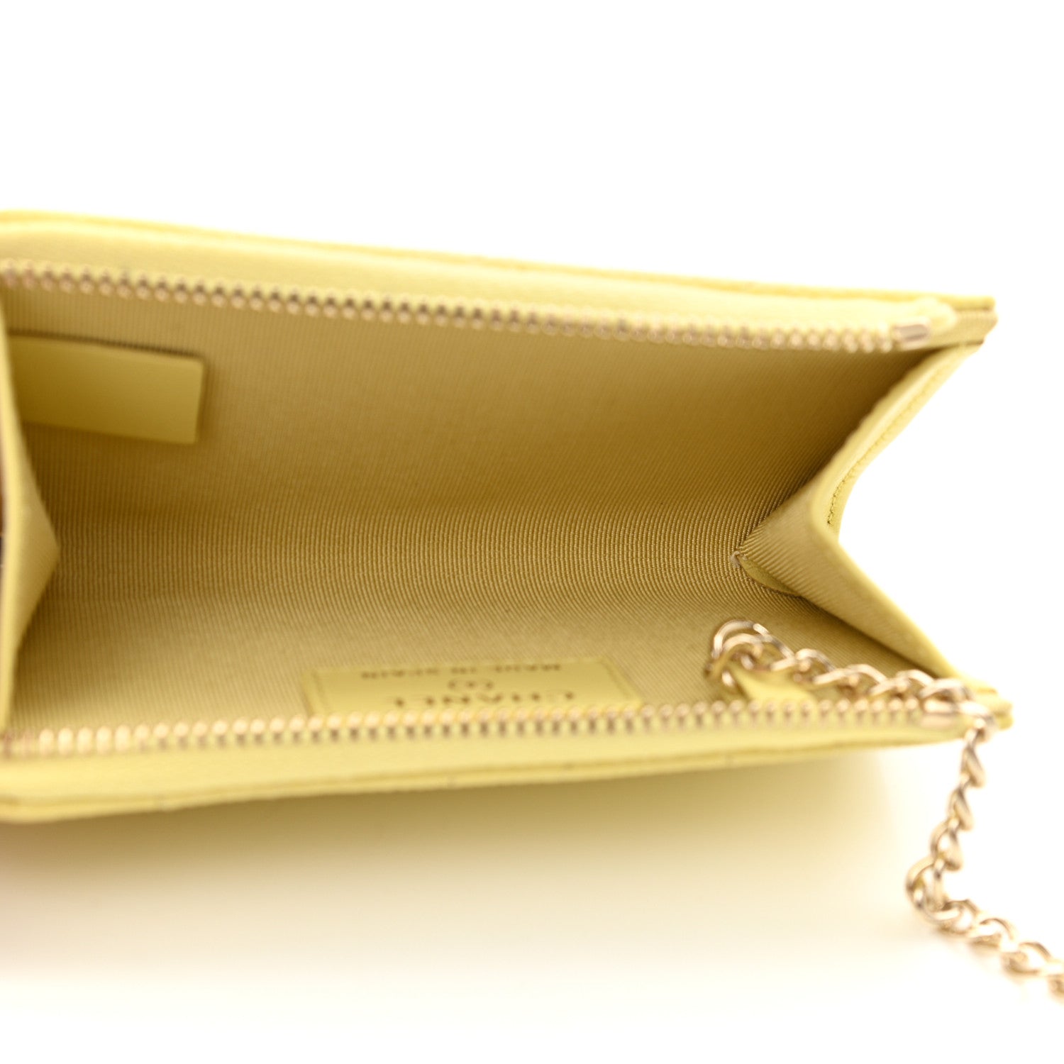 Chanel Caviar Quilted Zipped Key Holder Case Yellow 5 of 8