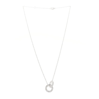Cartier 18K White Gold Diamond Interlocking LOVE Paved Necklace 3 of 6