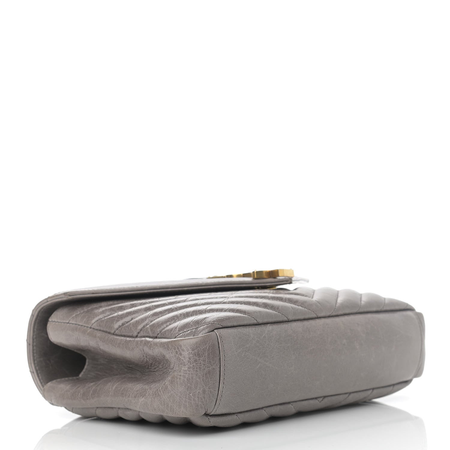 Saint Laurent Waxed Calfskin Matelasse Chevron Medium Monogram College Bag Fog Gray 4 of 17