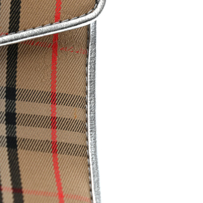 Burberry Canvas Smooth Calfskin 1983 Knight Check Medium Envelope Pouch Silver 7 of 7