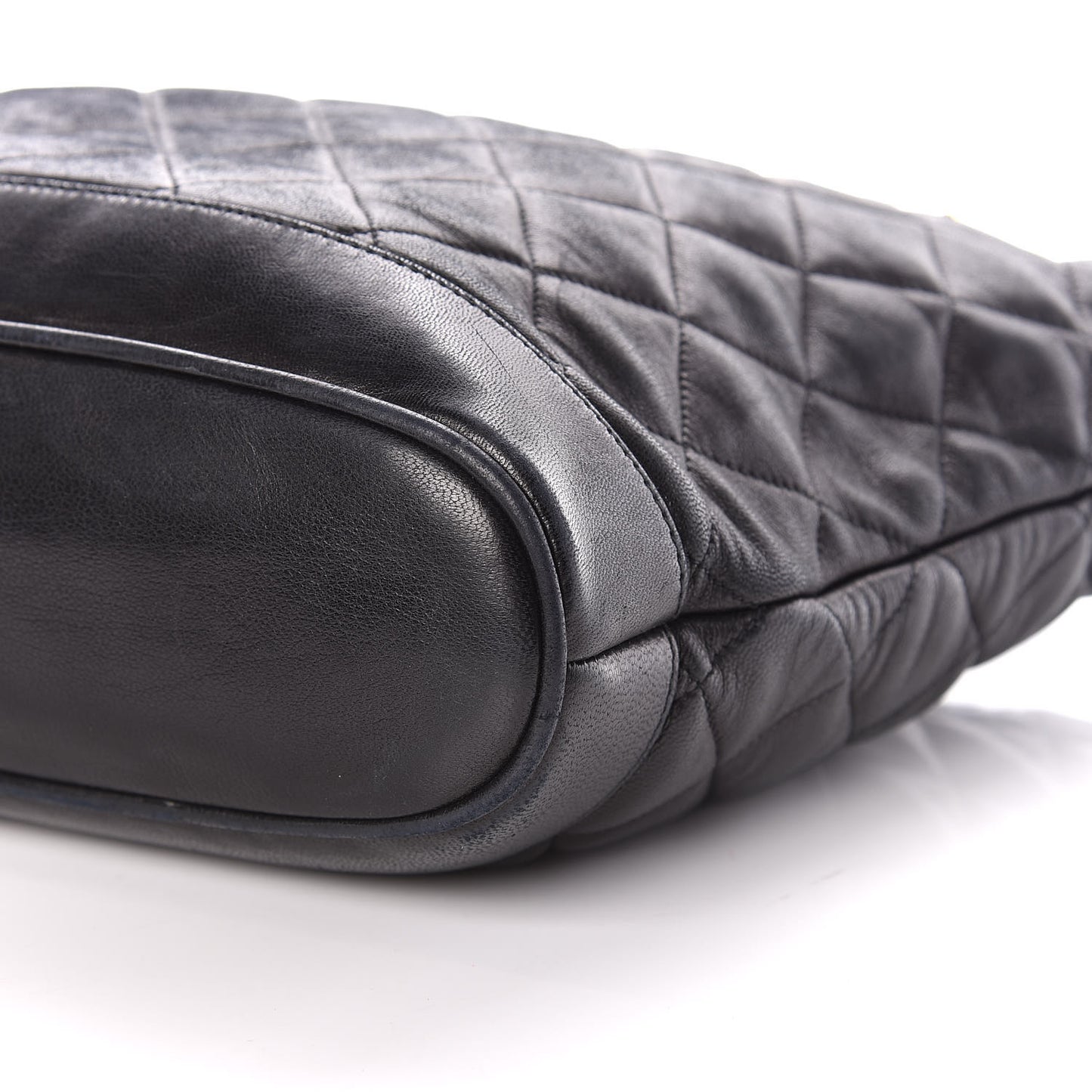 Lambskin Quilted Shopper Tote Black