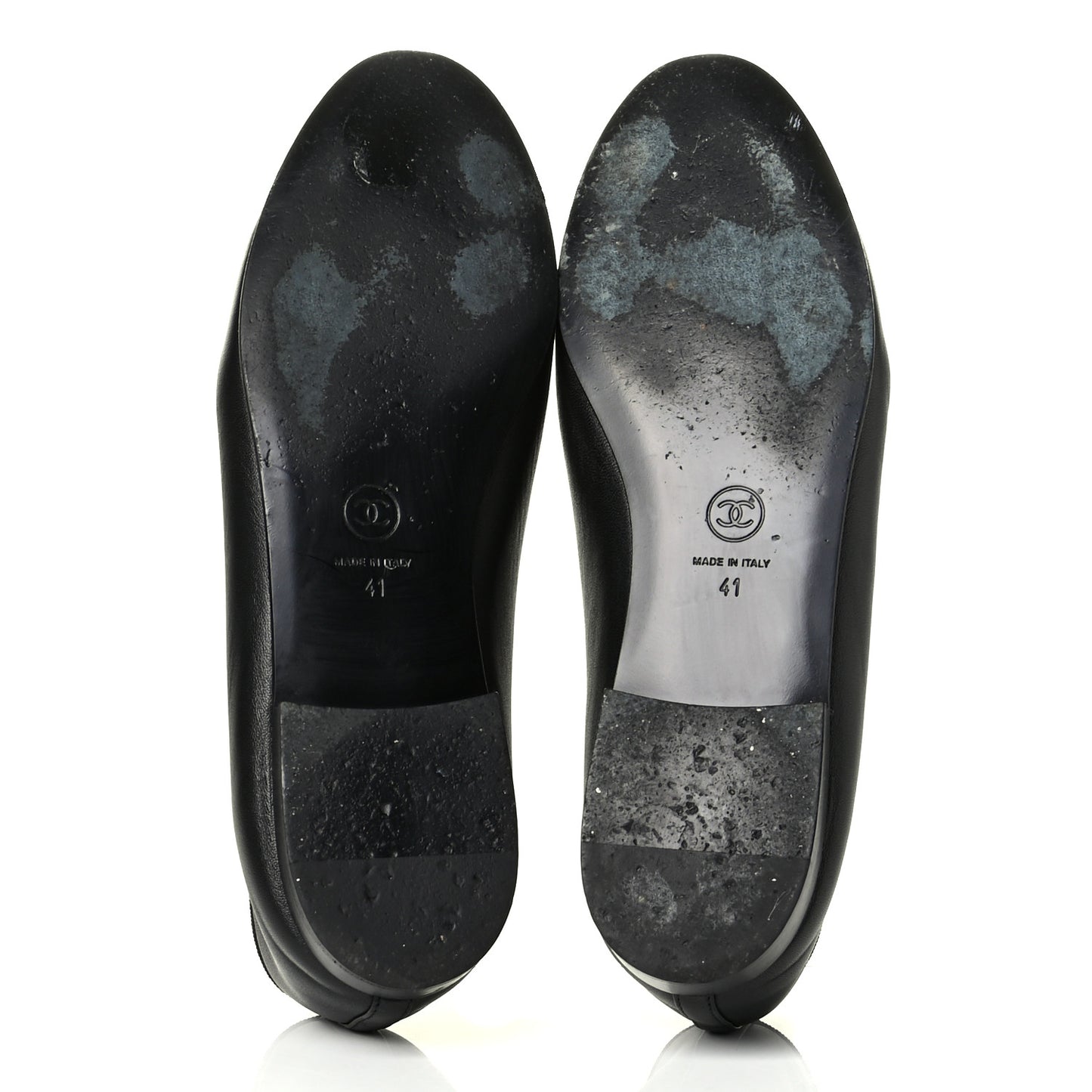 Lambskin Patent Cap Toe Ballerina Flats 41 Black
