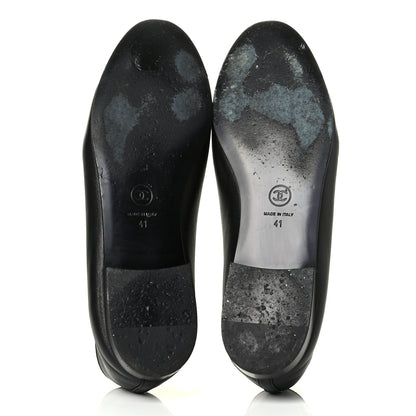 Chanel Lambskin Patent Cap Toe Ballerina Flats 41 Black 4 of 6