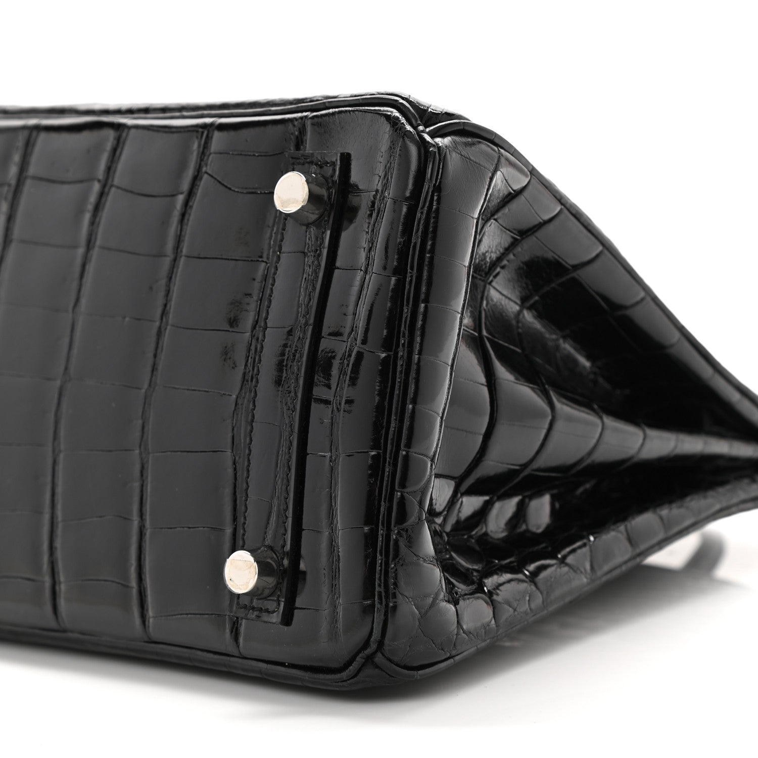 Hermes Shiny Niloticus Crocodile Birkin 25 Black 10 of 14