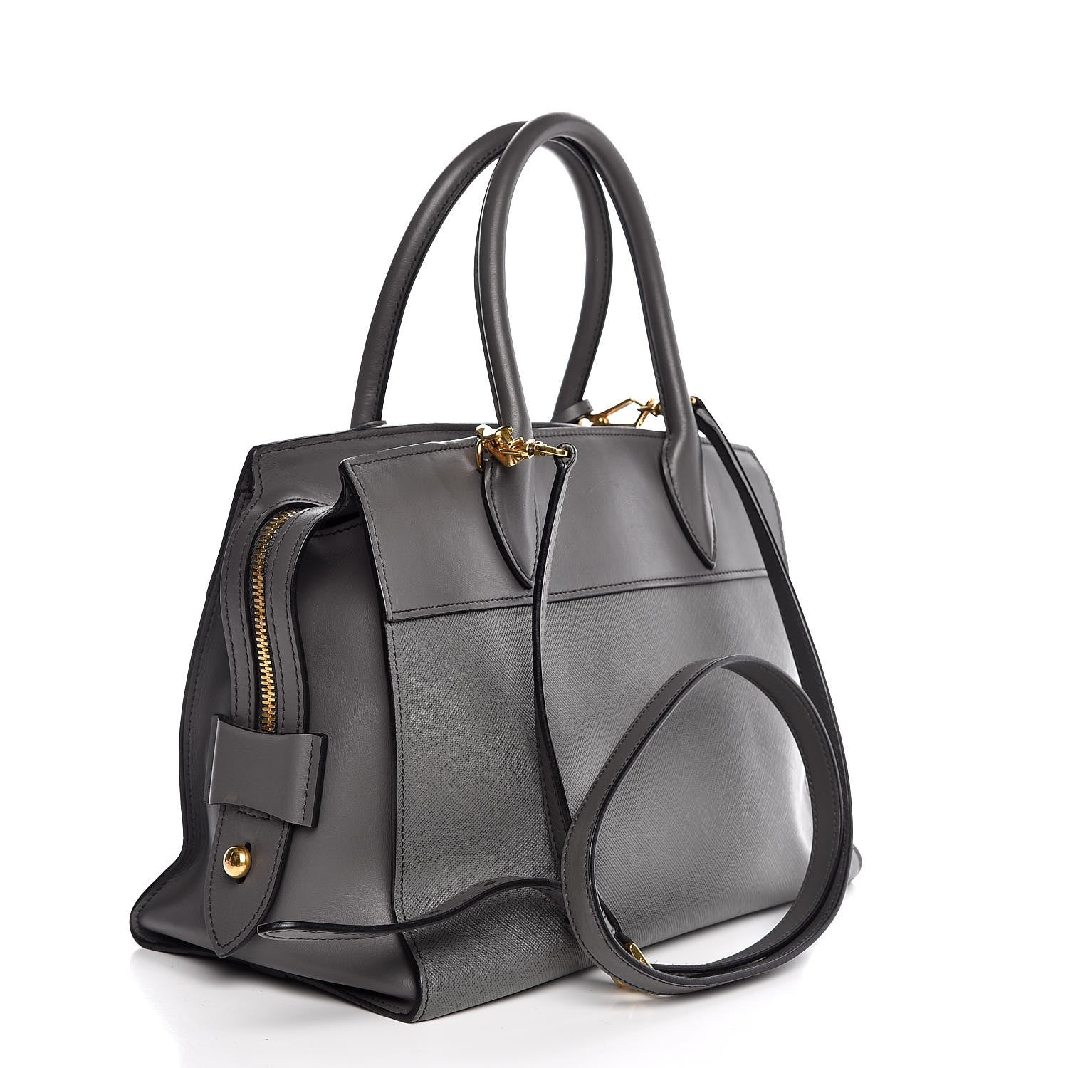Prada Saffiano City Calf Medium Esplanade Tote Mercurio 4 of 8