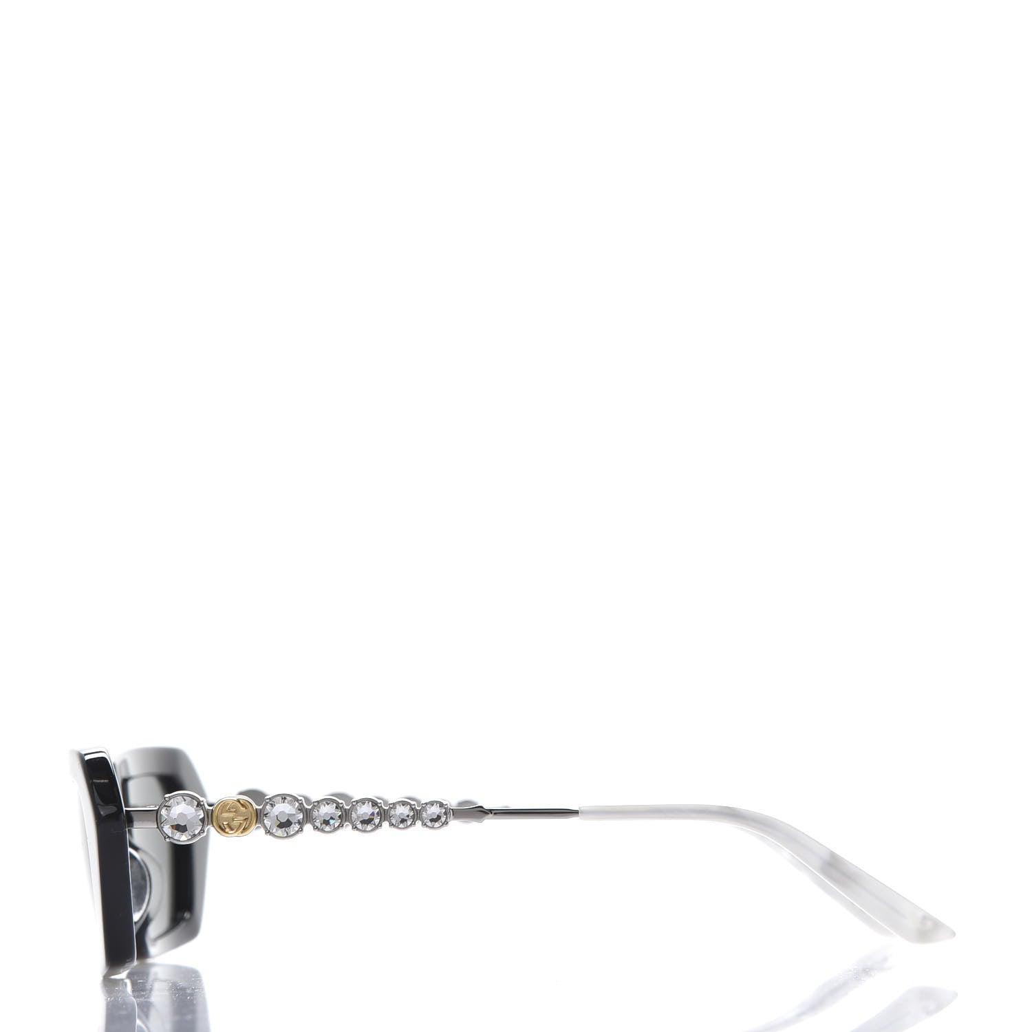 Gucci Acetate Crystal Embellished Rectangle Sunglasses GG0642S Black Gold 3 of 8