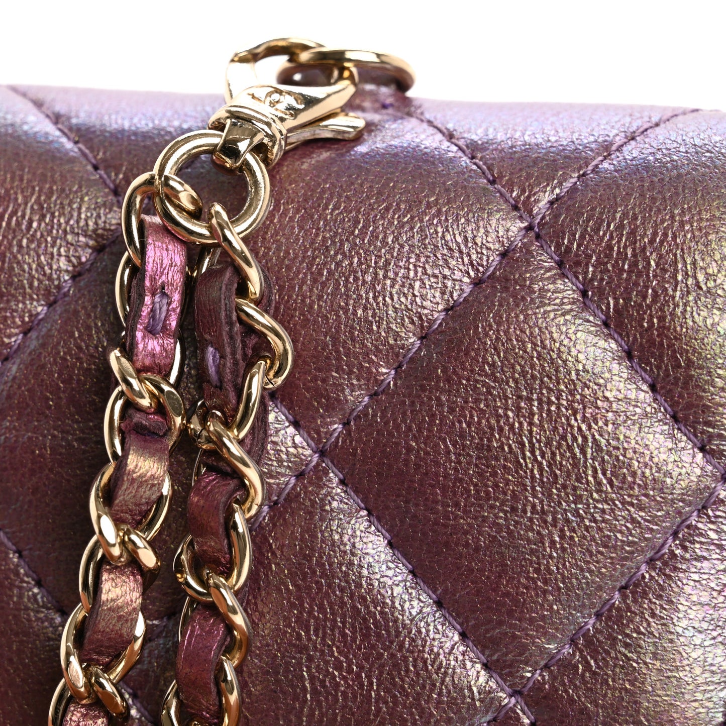 Iridescent Lambskin Quilted Airpods Pro Case Purple