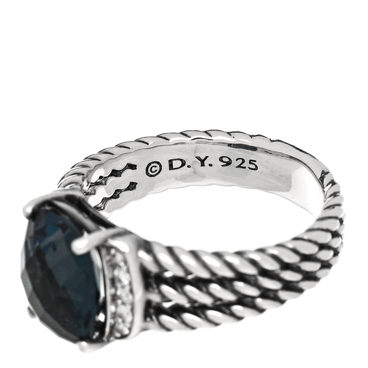 Sterling Silver Diamond Hampton Blue Topaz 10mm Petite Wheaton Ring 54 7