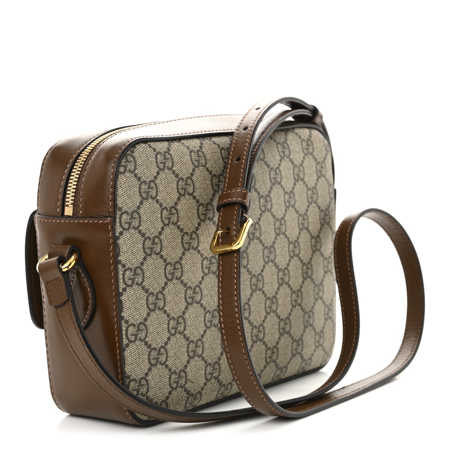 Gucci GG Supreme Monogram Small Horsebit 1955 Shoulder Bag Beige Brown Sugar 3 of 10