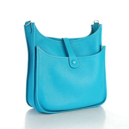 Hermes Taurillon Clemence Evelyne III GM Turquoise 3 of 9