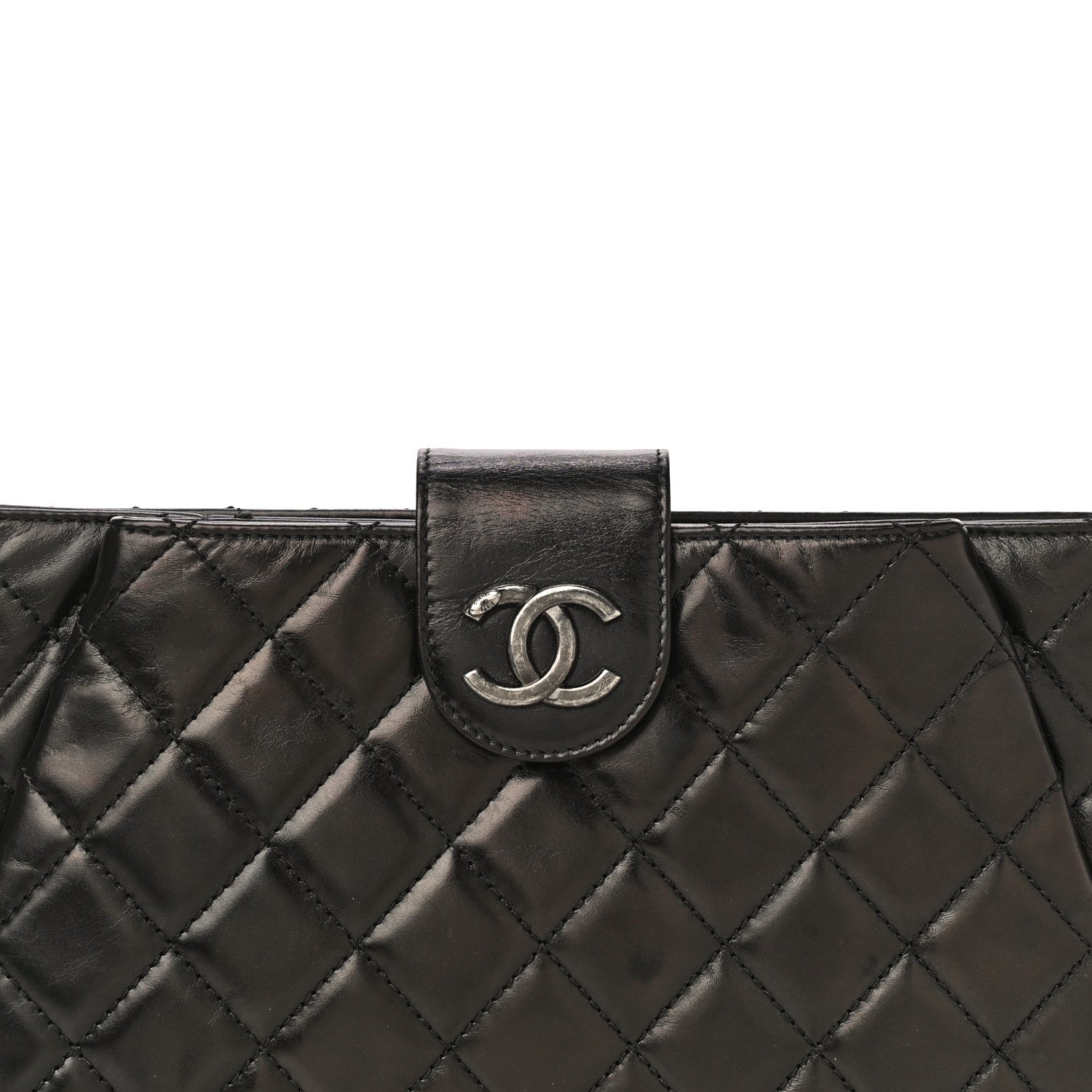 Chanel Aged Calfskin Quilted Zip Clutch Black 8 of 22