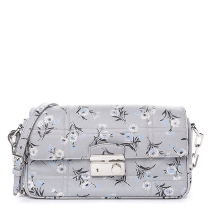 Prada Soft Saffiano Floral Print Sound Shoulder Bag Acciaio 1 of 13
