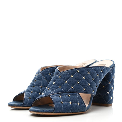 Valentino Garavani Denim Rockstud Spike Crisscross 90mm Slide Sandals 41 Light Denim 3 of 8