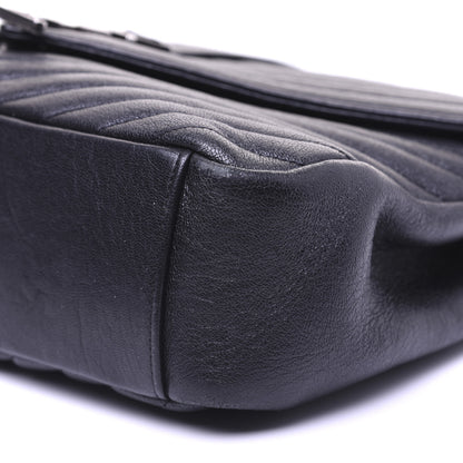 Saint Laurent Sheepskin Matelasse Chevron Monogram Large College Satchel Black 13 of 31