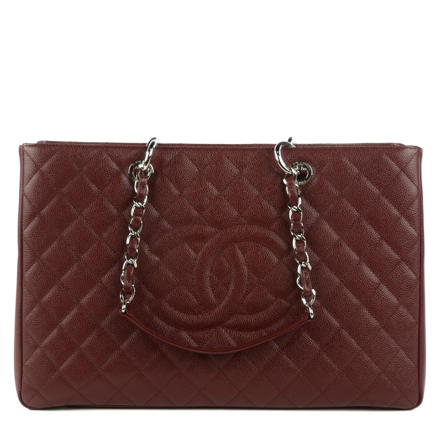 Caviar Quilted XL Grand Shopping Tote GST Dark Burgundy