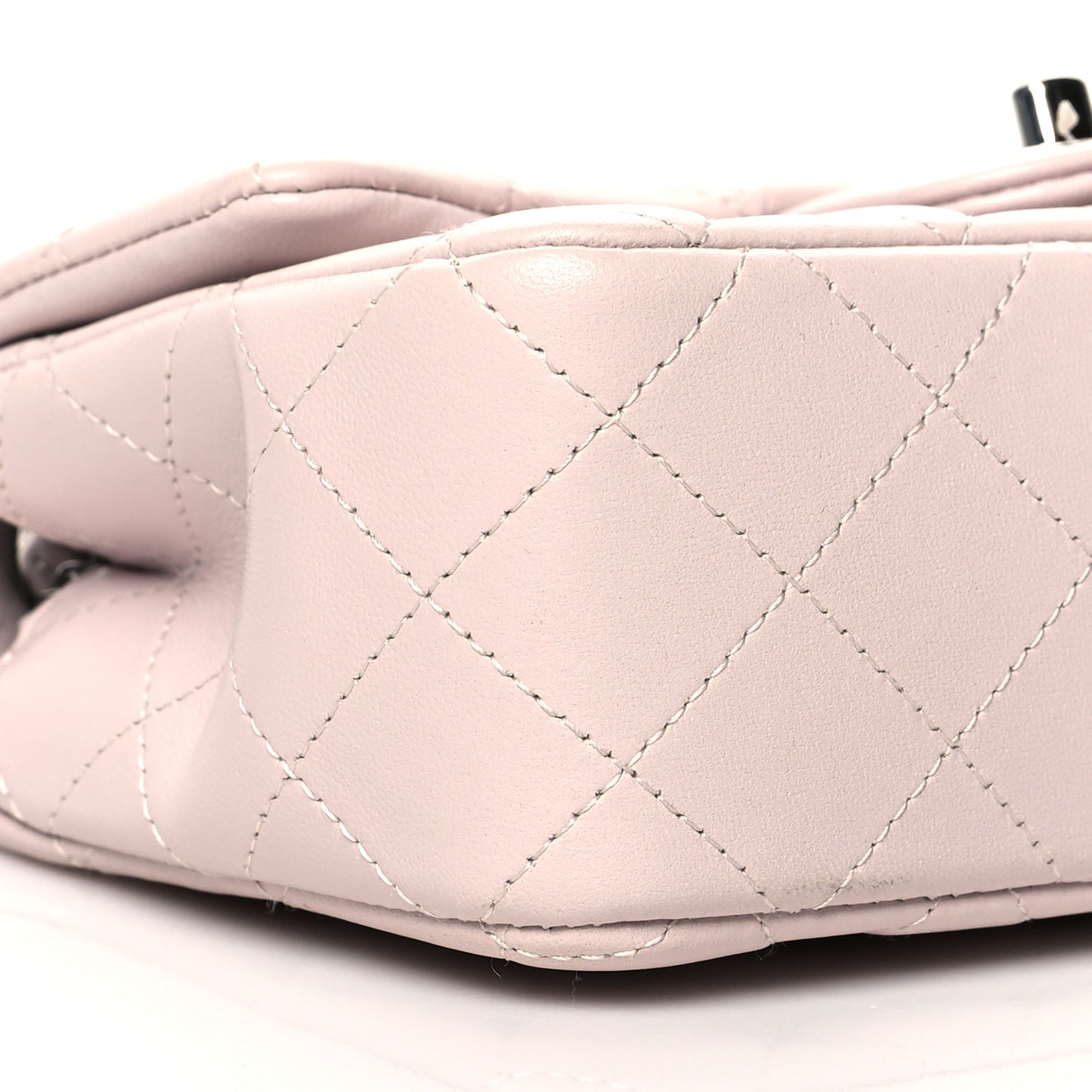 Lambskin Quilted Mini Rectangular Flap Light Purple