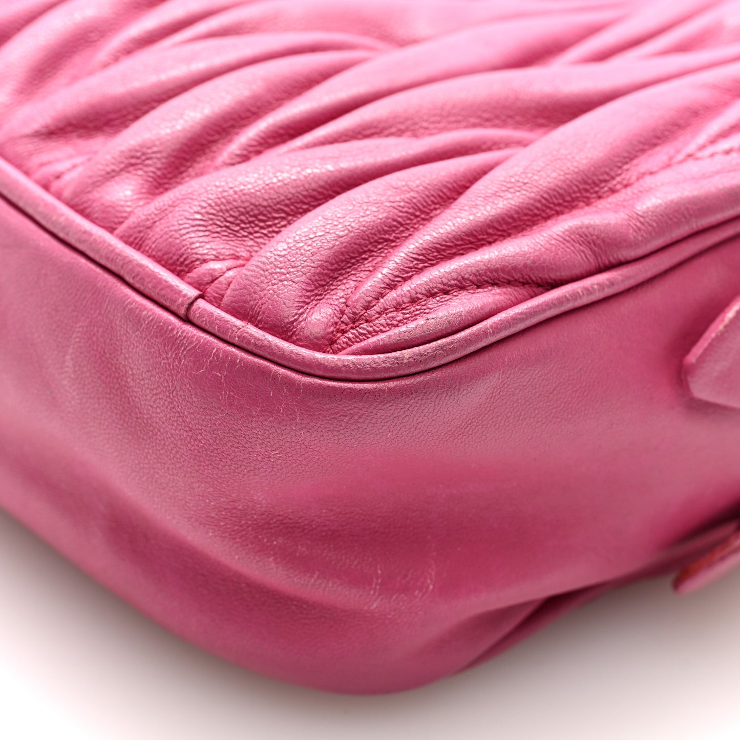 Vitello Lux Matelasse Double Zip Shoulder Bag Peonia