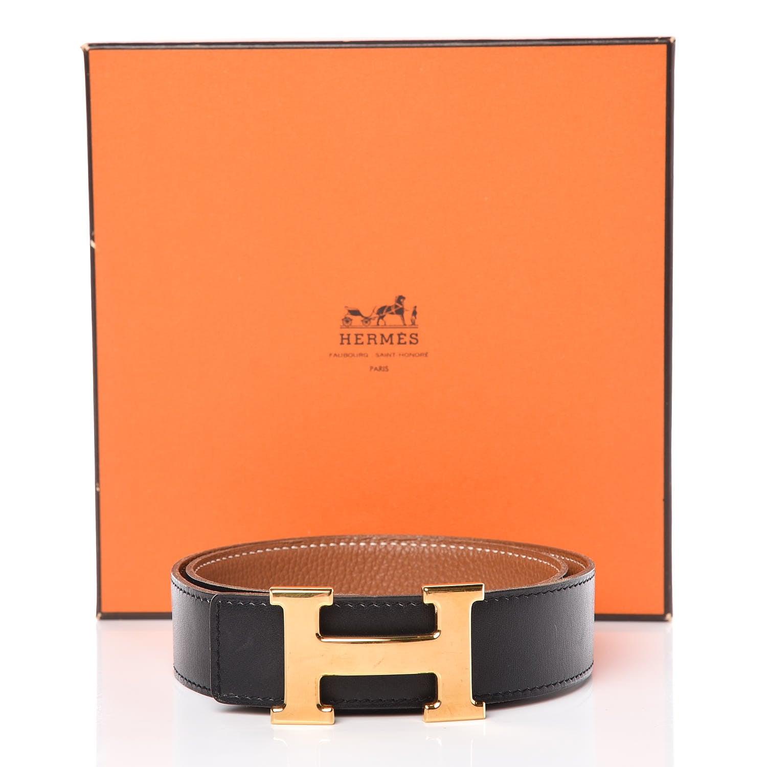 Hermes Box Togo 32mm H Belt 70 Black Gold 10 of 10