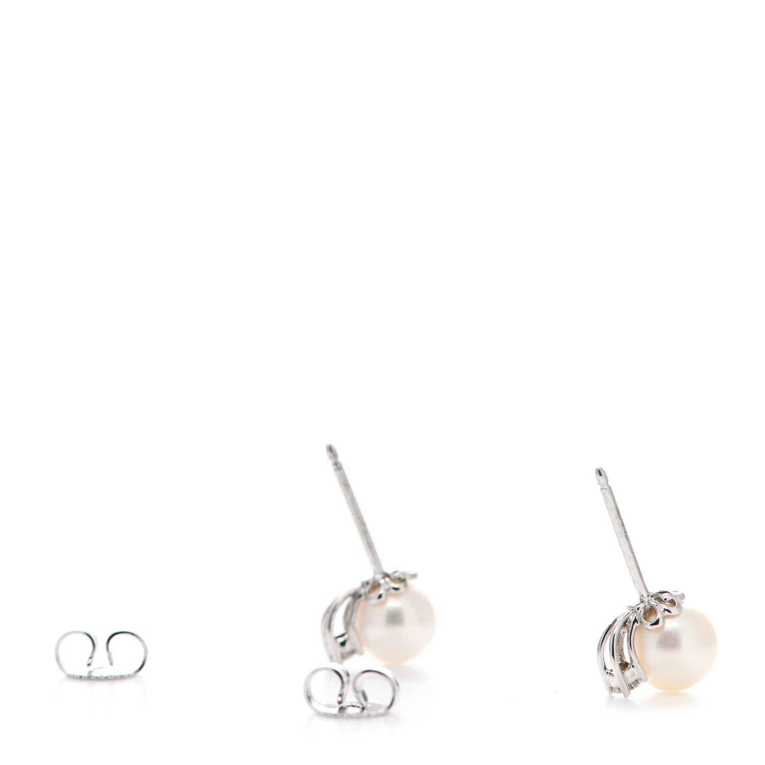 Tiffany 18K White Gold Diamond Akoya Pearl 7-7.5mm Signature Earrings 3 of 5