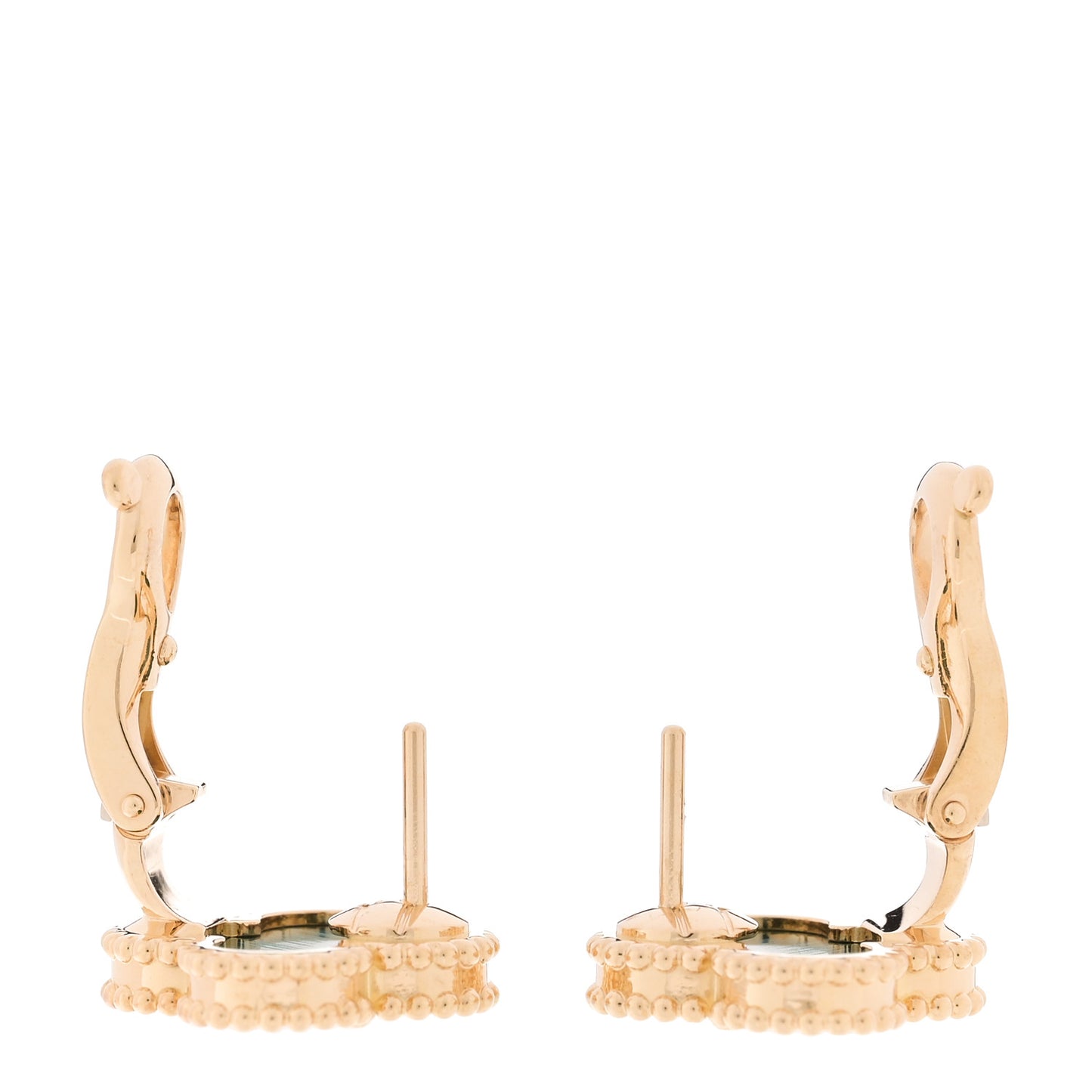 18K Yellow Gold Malachite Vintage Alhambra Earrings