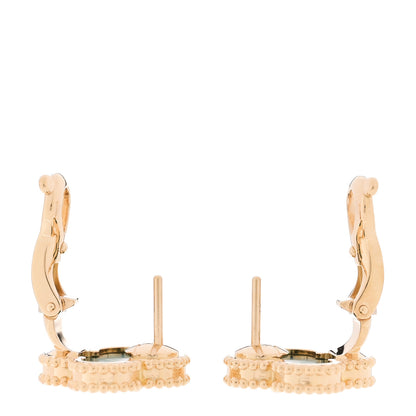 Van Cleef & Arpels 18K Yellow Gold Malachite Vintage Alhambra Earrings 3 of 5