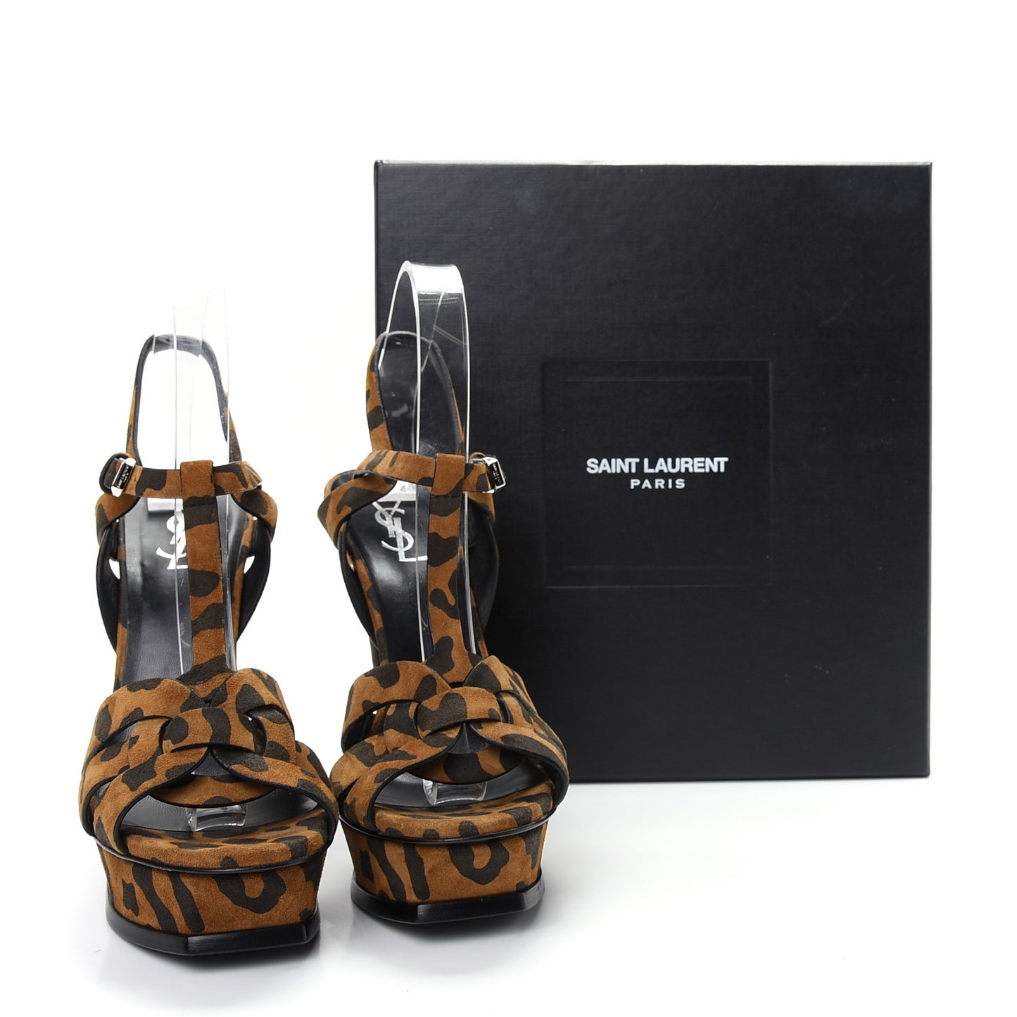 Suede Leopard Print Tribute 105 Platform Sandals 40 Brown
