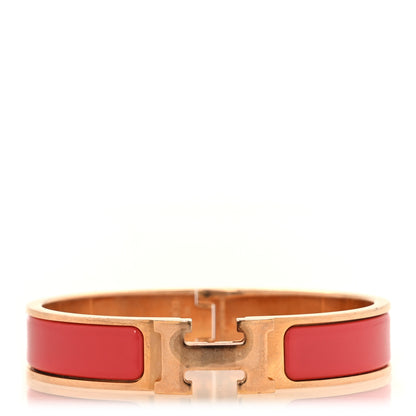 Hermes Enamel Narrow Clic Clac H Bracelet PM Rouge Corail 1 of 6