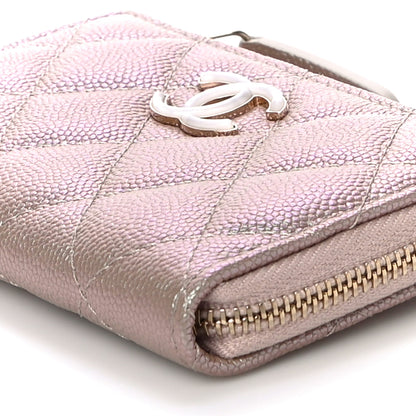 Chanel Iridescent Caviar Quilted Zipped Key Holder Case Beige 10 of 11