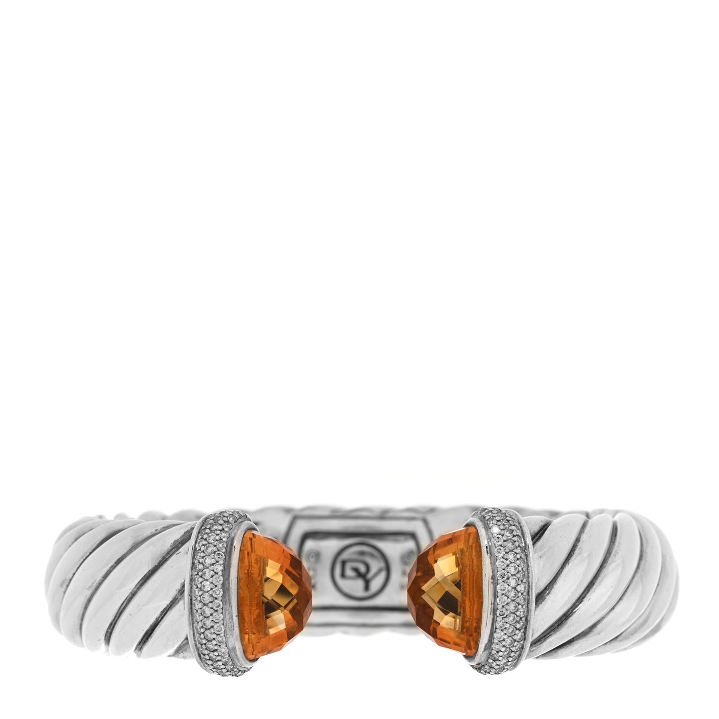 Sterling Silver Diamond Citrine 18mm Waverly Bracelet