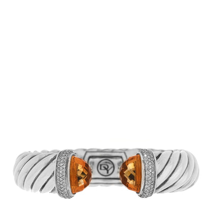 David Yurman Sterling Silver Diamond Citrine 18mm Waverly Bracelet 1 of 4