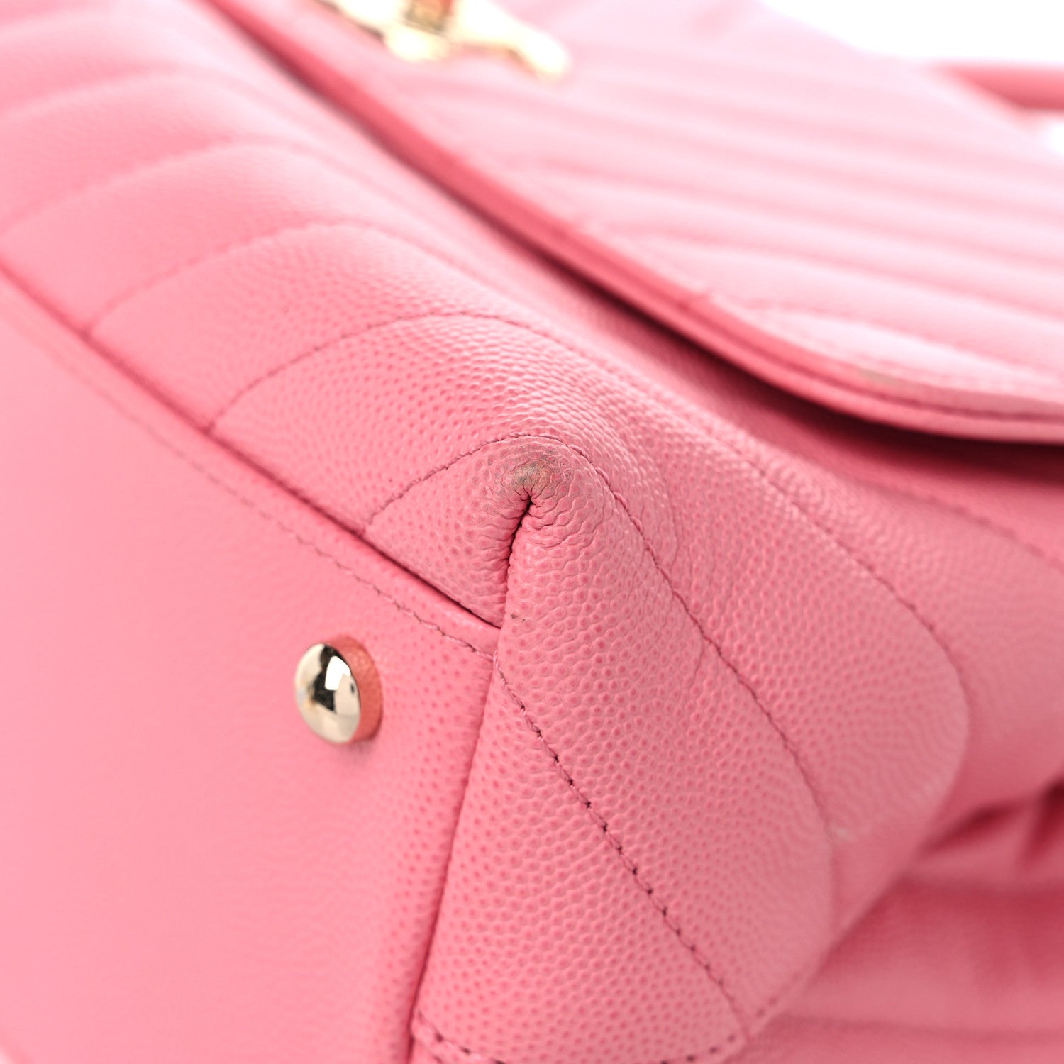 Chanel Caviar Chevron Quilted Small Coco Handle Flap Pink 9 of 12
