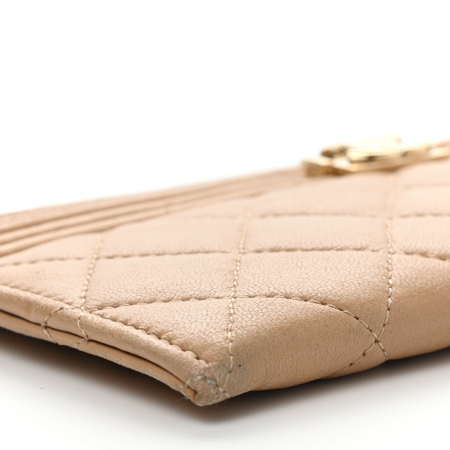 Chanel Lambskin Quilted Classic Zip Boy Pouch Beige 9 of 10