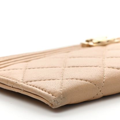 Chanel Lambskin Quilted Classic Zip Boy Pouch Beige 9 of 10
