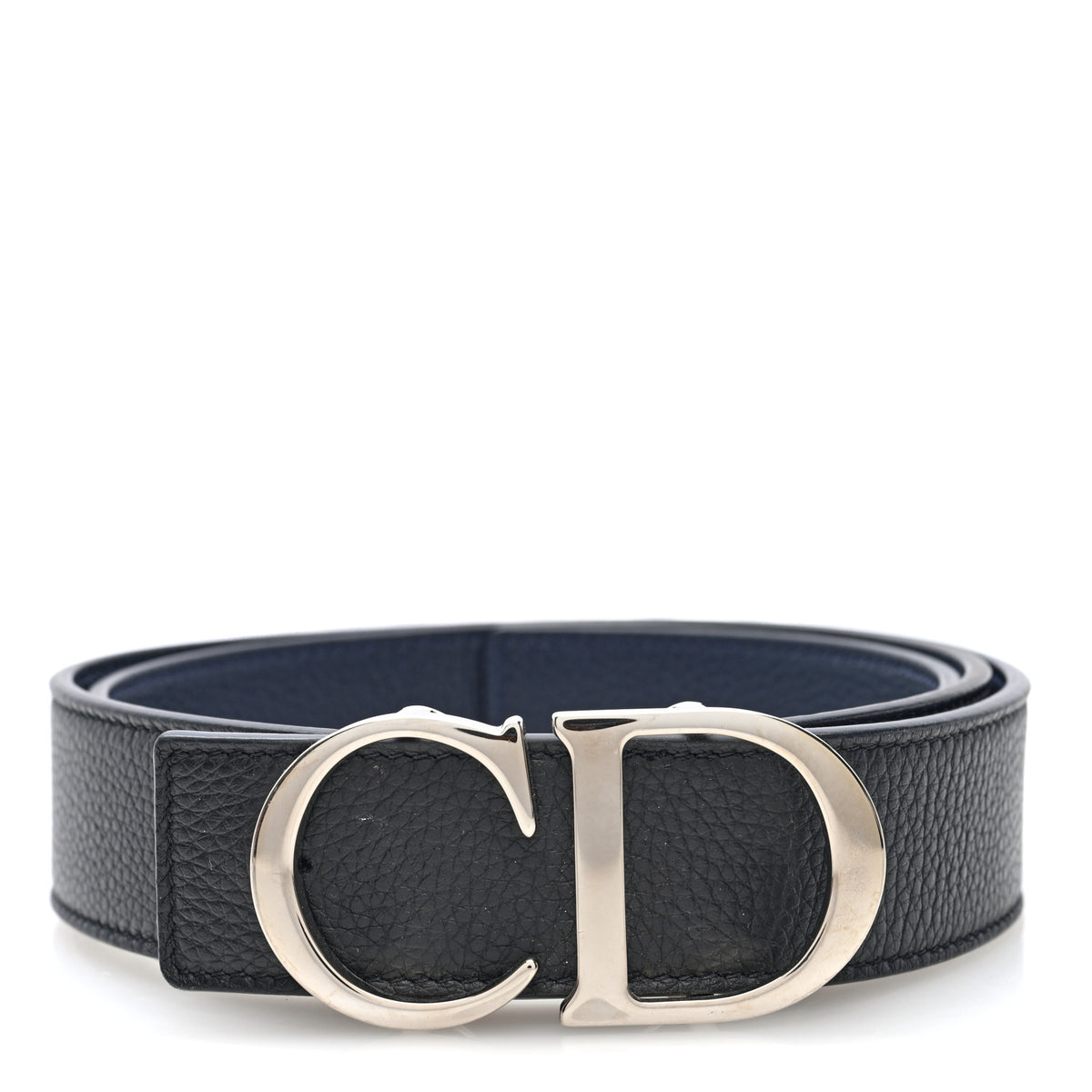 Calfskin CD Reversible Belt Black Navy