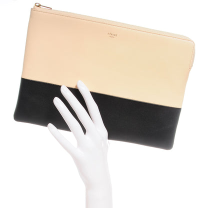Celine Smooth Lambskin Bi-Color Solo Clutch Pouch Black 2 of 9