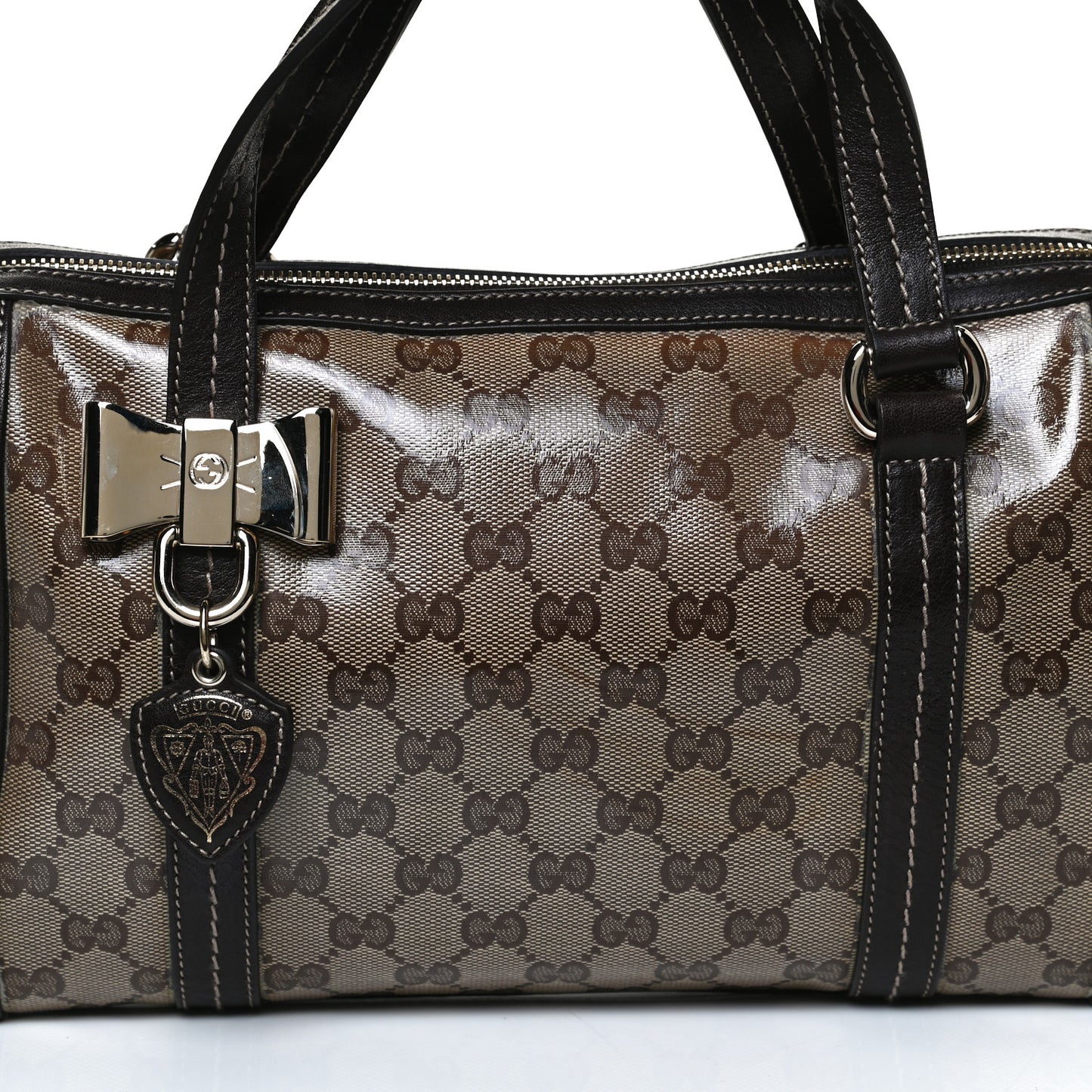 Crystal Monogram Duchessa Boston Bag Brown