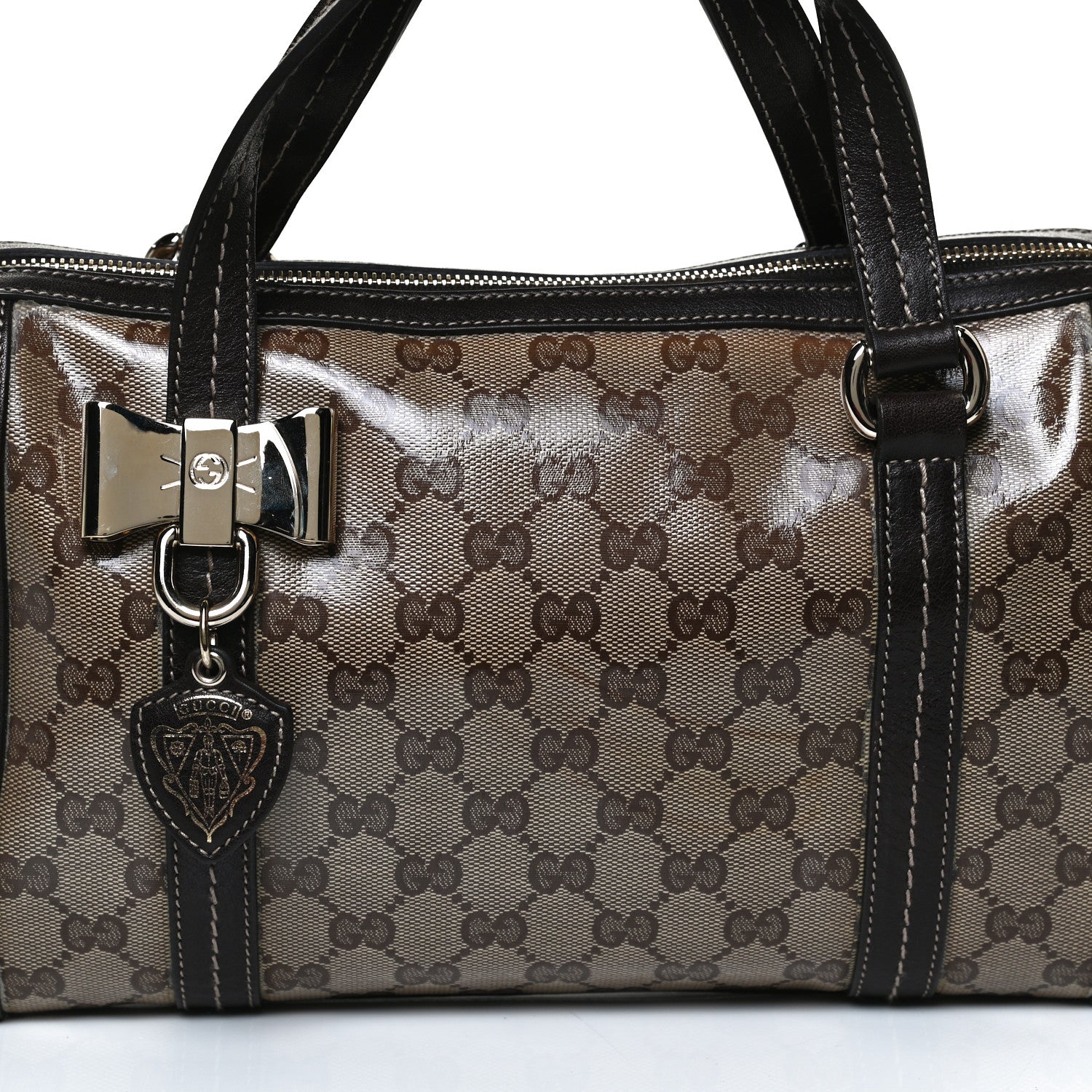 Gucci Crystal Monogram Duchessa Boston Bag Brown 9 of 14