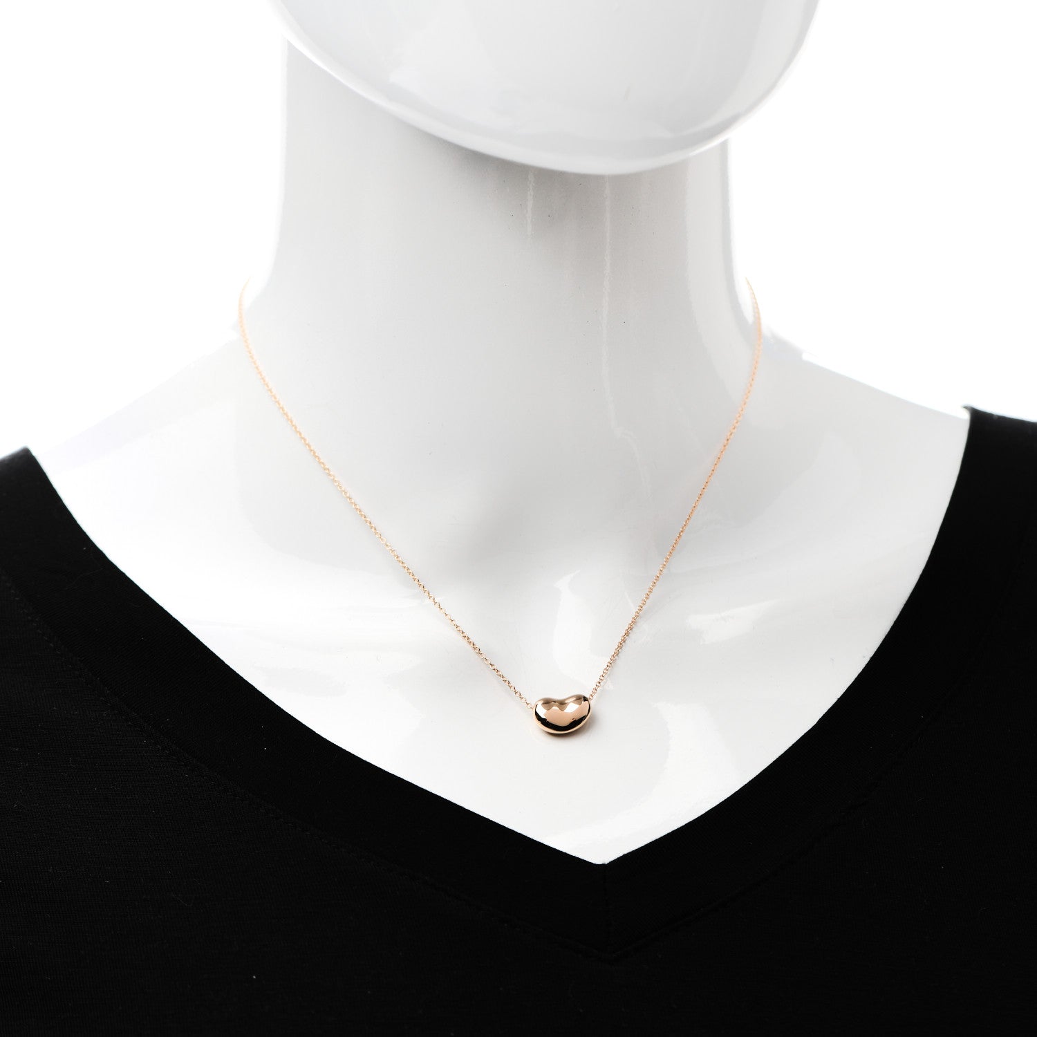 Tiffany 18K Rose Gold 12mm Elsa Peretti Bean Pendant Necklace 2 of 5