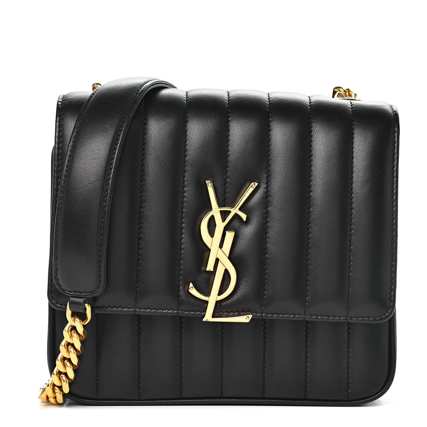 Saint Laurent Lambskin Matelasse Monogram Medium Vicky Chain Bag Black 1 of 11
